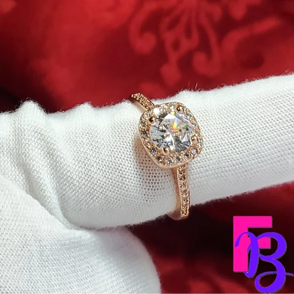 ***NEW!*** Rose Gold Halo CZ Ring - Picture 3 of 8